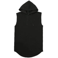 Men Tie Collar Hooded Sleeveless Vest