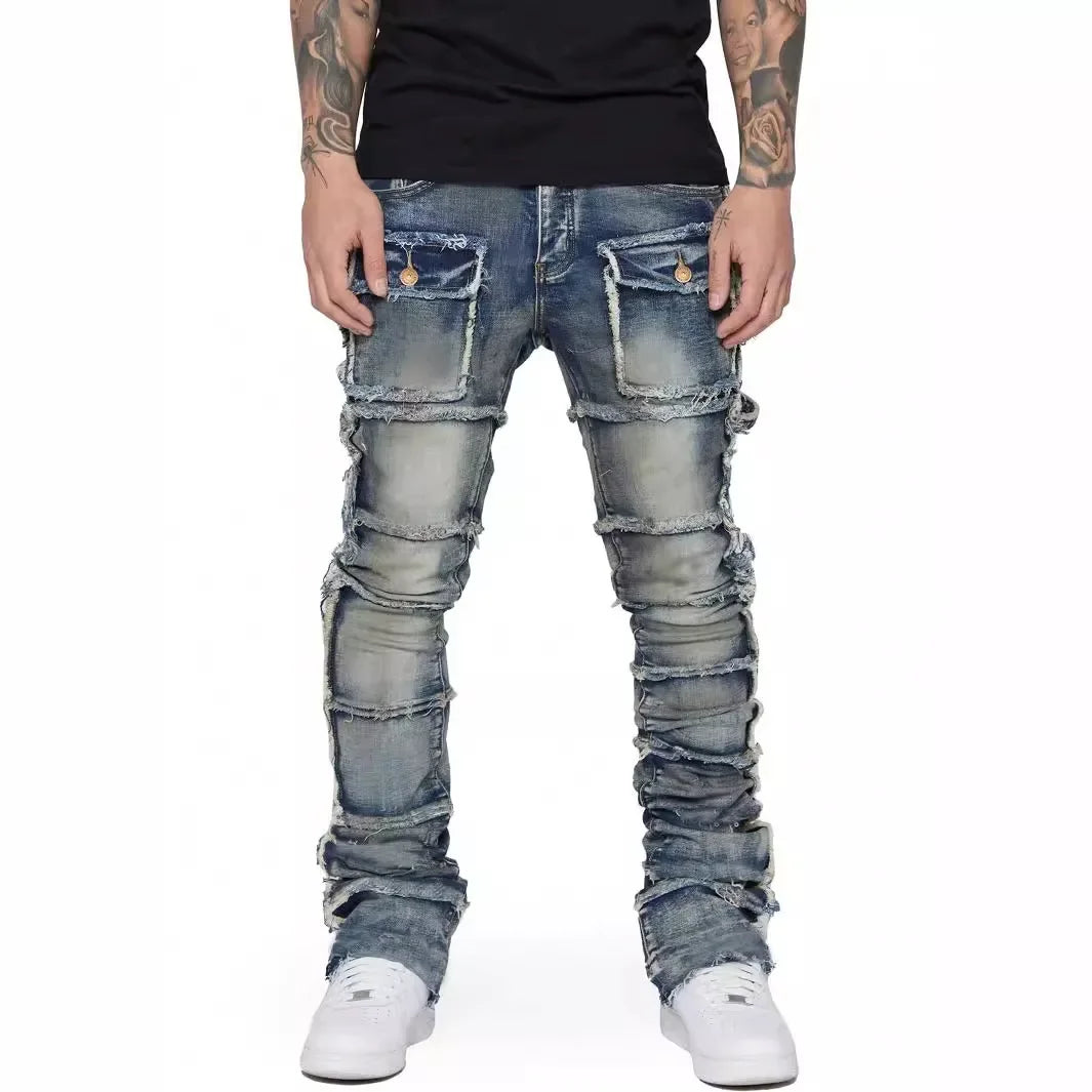 Fashionable Trendy Flared Men Denim Pants