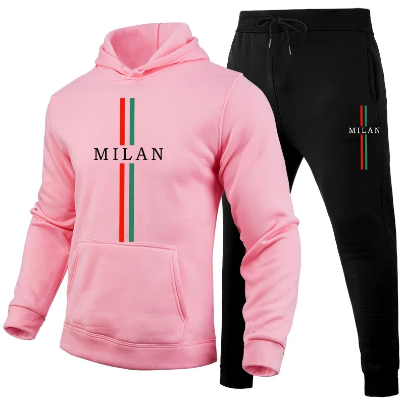 Mens Tracksuit Casual Printing Sweatshirt Sweatpants 2 Pcs Set Sports Jogging Mens Clothing Daily Street Hoodies Sportswear Suit