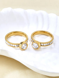 18K Gold-Plated Full Of Diamonds Geometric Round Ring Female