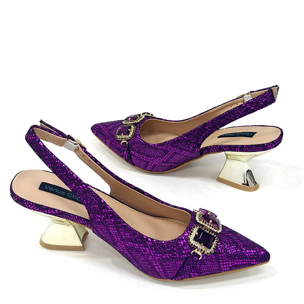 Pointed Toe High Heels Shoes and Bags Set