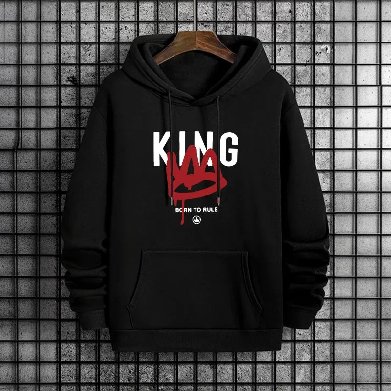 King Printing Mens Tracksuit Clothing Casual Sweatshirts Outdoors Sports Jogging Mens Hoodies Street Sportswear Autumn Winter