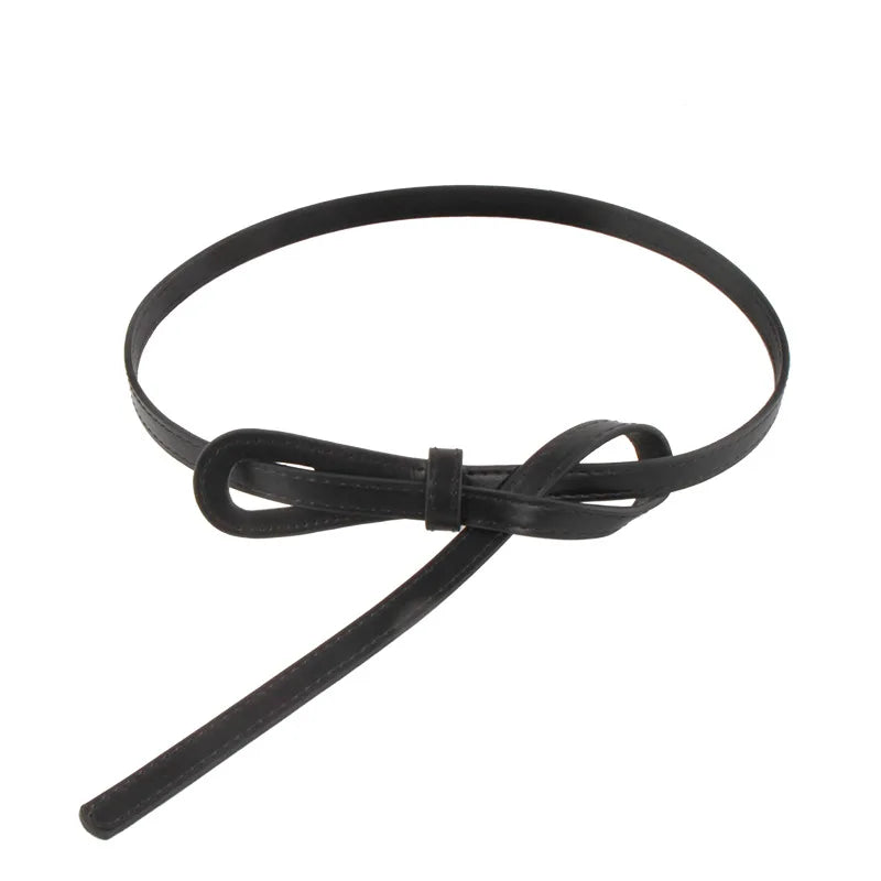 Thin Knotted Belts for Women Belt Lady Waist Band Soft Leather Waist Belt Solid Color Strap Dress Coat  Accessories Luxury