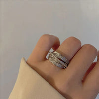 Rhinestone Ring Multi-layer Winding Rings for Women Wedding Full Zircon