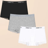 3Pcs Women's Lace Panties Cotton boxer briefs Seamless Sports Boxers Underwear Female Briefs Lingerie Intimate Underpant S-XXL