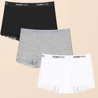 3Pcs Women's Lace Panties Cotton boxer briefs Seamless Sports Boxers Underwear Female Briefs Lingerie Intimate Underpant S-XXL