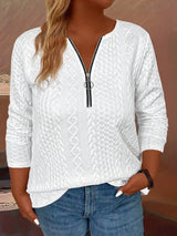 Plus Size Half-Zipper Long Sleeve T-Shirts