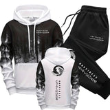 Casual Mens Tracksuit Printed Splash-ink Hooded Sweatshirts Outdoors Sports Jogging Mens Clothing Street Single Piece Tops Pants