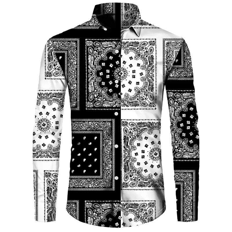 Long Sleeve 3D Printed Retro Ethnic Style Shirt