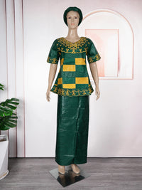 MD African Dresses For Women Embroidery 2PCS Tops Dresses Ankara Rich Robes Traditional Party Wedding Ramadan Church Clothes