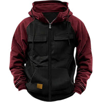 Men's Zipper Patchwork Fleece Sweatshirt