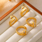 Elegant Rhinestones Rings For Women Stainless Steel No Rusted 18K