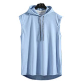 Men Tie Collar Hooded Sleeveless Vest