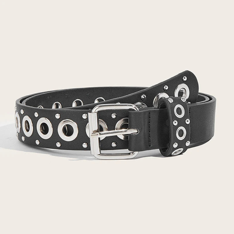 Women's Belt Fashionable Rivet Thin Belt Personalized Needle Buckle Belt Street Trend Punk HipHop Style Belt