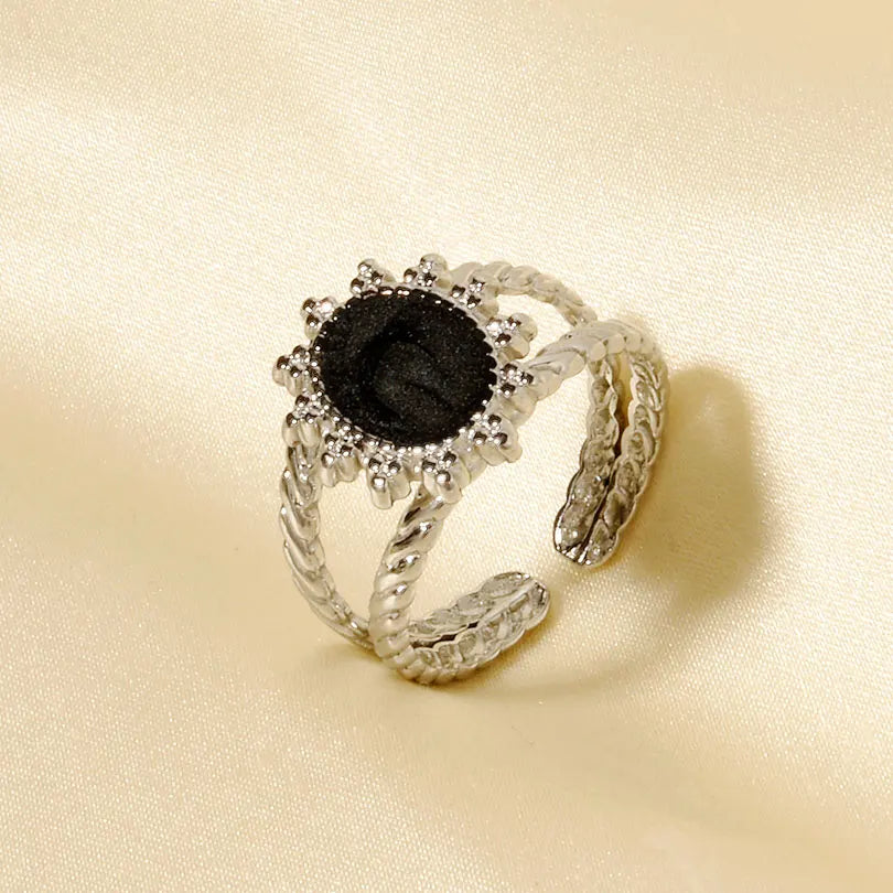 Elegant Ring Enamel Stainless Steel Rings For Women Men Accessories Flower Plant Jewelry Real Gold