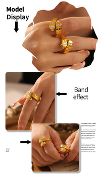 Elegant Rhinestones Rings For Women Stainless Steel No Rusted 18K