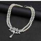 Personality flower Pearl Wedding Necklace Earring