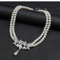 Personality flower Pearl Wedding Necklace Earring