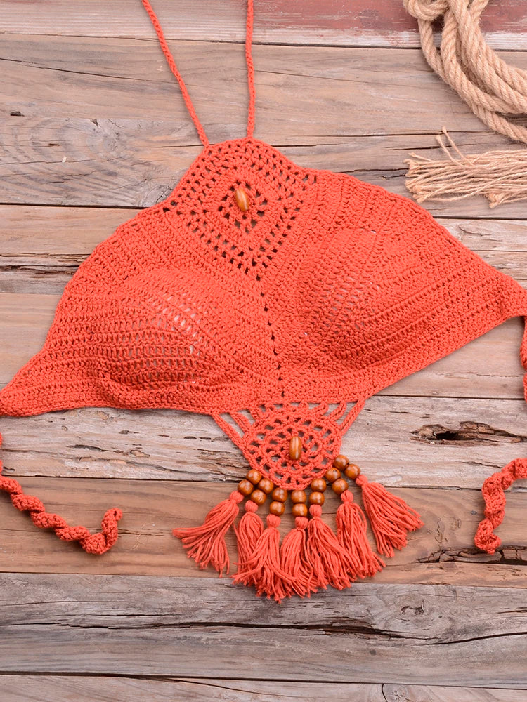 Crochet Bohemia Style Off Shoulder Bikini