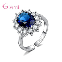 Elegant Fashion Sunflower 925 Sterling Silver Color Wedding Engagement Rings