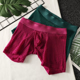 Fashion Ice Silk Underwear Long Leg Boxer Shorts For Man EUR Size Summer Thin Quick Dry Panties Lace Sexy Lengthen Underpants
