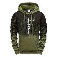 Mens Tracksuit Casual Printing Splash-ink Hooded Sweatshirts Sports Jogging Mens Clothing Autumn Winter Single Piece Tops Pants