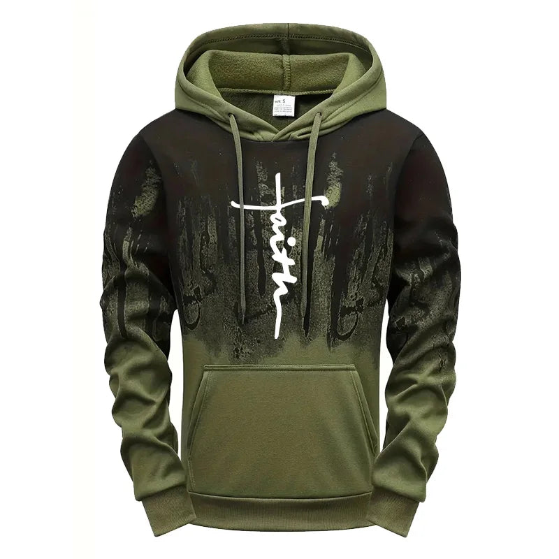 Mens Tracksuit Casual Printing Splash-ink Hooded Sweatshirts Sports Jogging Mens Clothing Autumn Winter Single Piece Tops Pants