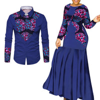 African Clothes for Couple African Clothing for Lovers Man's Woman's Long Party Maxi Dress WYQ