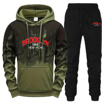 Daily Mens Tracksuit Casual Letter Printing Splash-ink Hooded Sweatshirts Sports Jogging Mens Clothing Single Piece Tops Pants