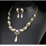 Personality flower Pearl Wedding Necklace Earring