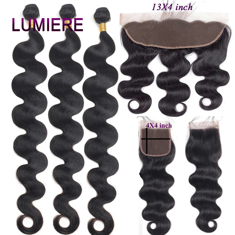 30-40inch Body Wave Human Hair Bundles with Closure