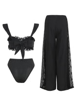 Women Sexy Black 3 Pc Bikini Set With Pants