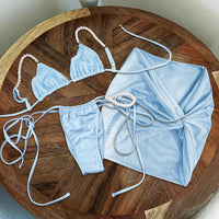 Pink Micro Beads Bandeau Bikini Set