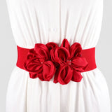 Women Fashion Floral Wide Elastic Belt Casual Trendy Waist Band Chic Ladies Dress Cummerbands Skirt Dress Coat Decor Accessories
