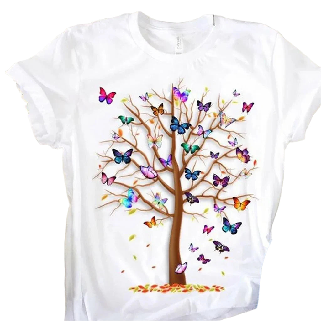 Butterfly Tree Print T-Shirt