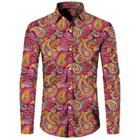 Long Sleeve 3D Printed Retro Ethnic Style Shirt