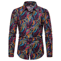 Long Sleeve 3D Printed Retro Ethnic Style Shirt