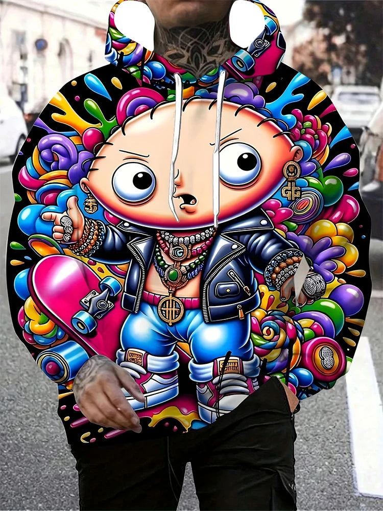 New Fashion Men'sGraphic Print Hoodie