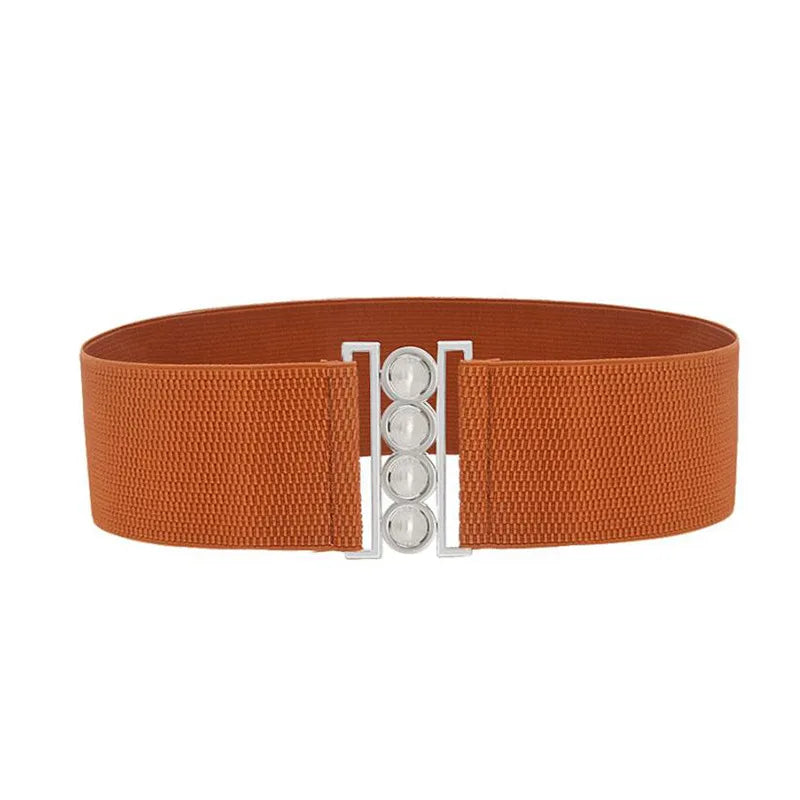 Women’s Elastic Cinch Belt  Fashion Stretch Waist Band Clasp Buckle New Stretchy Retro Wide Waist Cinch Belt Waistband
