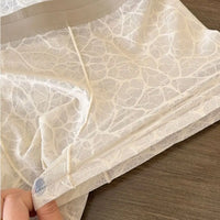 Fashion Underpants Men Boxer Briefs Ice Silk Quick Dry Lace Shorts Boxers Breathable Mesh Thin Underwear for Men Gift