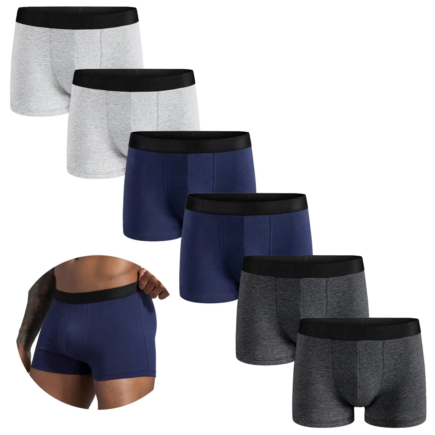 6Pcs/Set Men Panties Men's Underwear Male Brand Boxer And Underpants For Homme Luxury Set Shorts Box Slip Kit Student Briefs