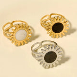 Elegant Ring Enamel Stainless Steel Rings For Women Men Accessories Flower Plant Jewelry Real Gold