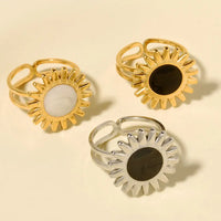 Elegant Ring Enamel Stainless Steel Rings For Women Men Accessories Flower Plant Jewelry Real Gold
