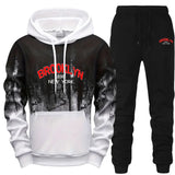 Daily Mens Tracksuit Casual Letter Printing Splash-ink Hooded Sweatshirts Sports Jogging Mens Clothing Single Piece Tops Pants