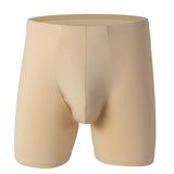Men Underwear Boxers Shorts Solid Ice Silk Panites Man Breathable U Convex Pouch Middle Long Leg Underpants Cueca Calzoncillo
