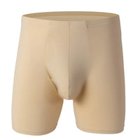 Men Underwear Boxers Shorts Solid Ice Silk Panites Man Breathable U Convex Pouch Middle Long Leg Underpants Cueca Calzoncillo