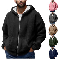 Men's Winter Zipper Hooded Fleece Sweatshirt with Pocket