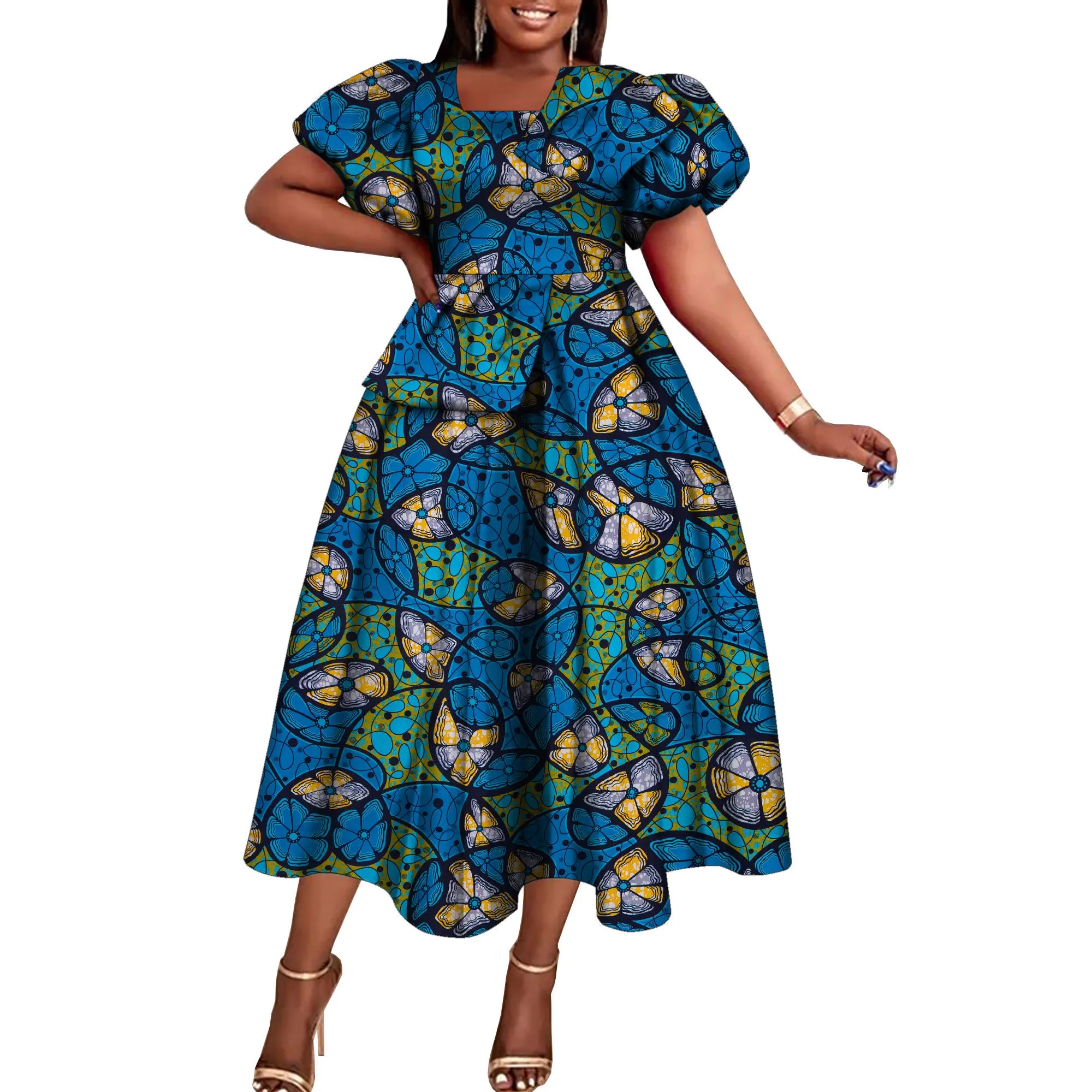 African female Short Sleeve Dresses Dashiki Party Clothes for Women WY10485