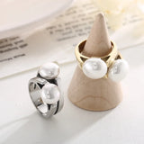 Elegant Shell Simulated Pearl Rings for Women