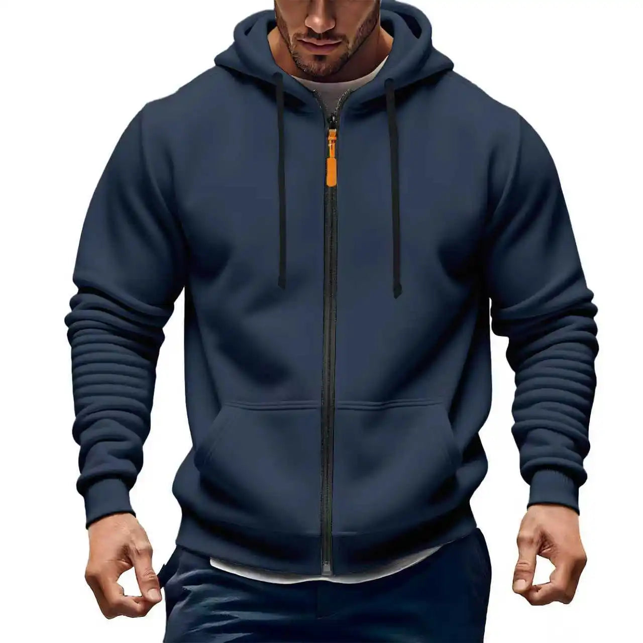 Casual Fashion Men's Solid Color Zippered Sweatshirt